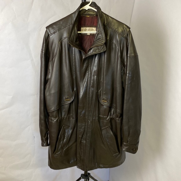 Men’s brown leather jacket size 42 vintage - Picture 1 of 17